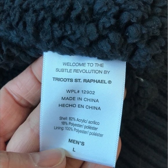 TRICOTS St Raphael thick zip knitted cardigan with fleece lining. Navy blue - Picture 8 of 8